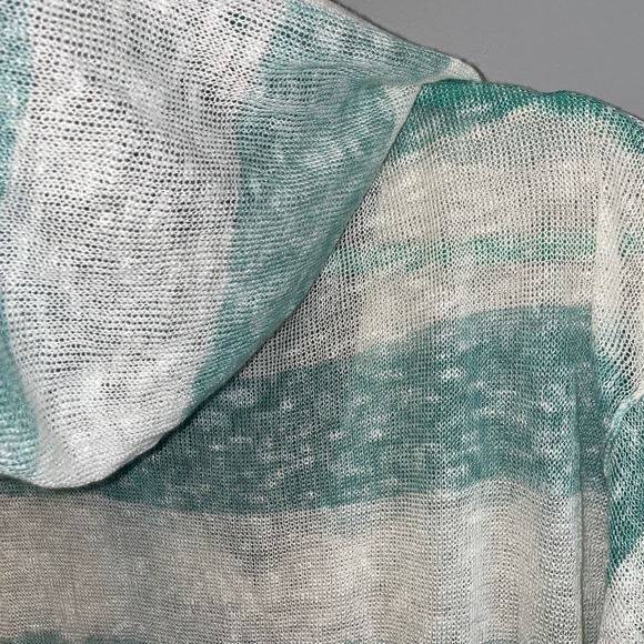 EUC Splendid Linen Blend Short Sleeve Hoodie Mesh Oversized Sweater Striped Sz S - Picture 7 of 12